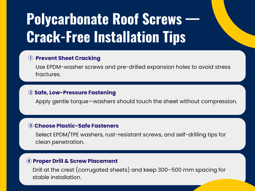 Polycarbonate Roof Screws — How to Fix Sheets Without Cracking