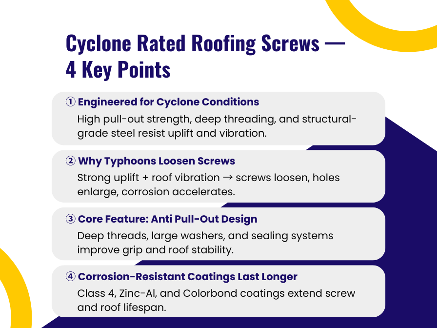 Cyclone Rated Roofing Screws — What Makes Them Wind Resistant?