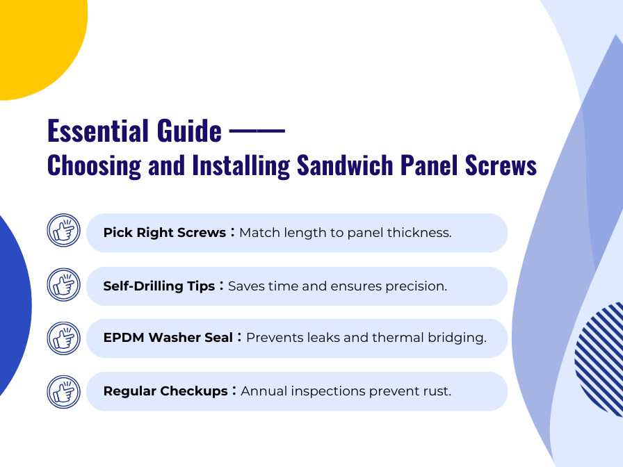 Sandwich Panel Screw Tips-Choosing and Installing Metal Roof Self Drilling Screws